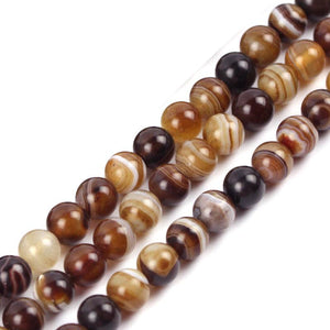 8/10/12mm Smokey Striped Agate Beads Wholesale - Free Shipping Over 300USD - Price at $ 5.00 /pc