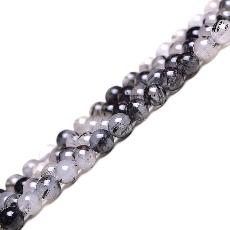 8/10/12mm black rutilated quartz Beads Wholesale - Free Shipping Over 300USD - Price at $ 10.00 /pc