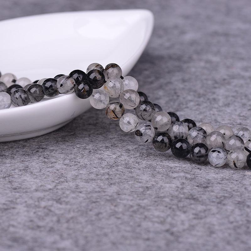 8/10/12mm black rutilated quartz Beads Wholesale - Free Shipping Over 300USD - Price at $ 10.00 /pc