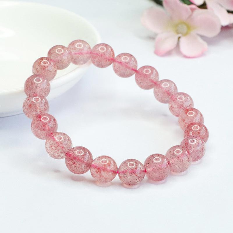8/10mm Strawberry Quartz bracelet Wholesale - Free Shipping Over 300USD - Price at $ 2.50 /pc