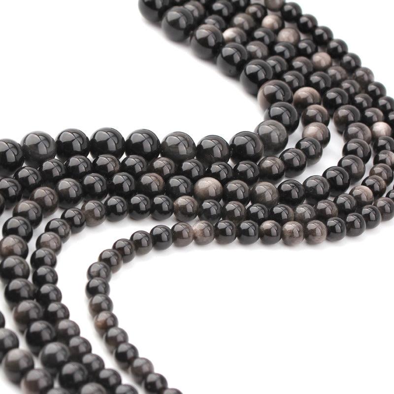 8/10/12mm Silver Obsidian Beads Wholesale - Free Shipping Over 300USD - Price at $ 8.00 /pc