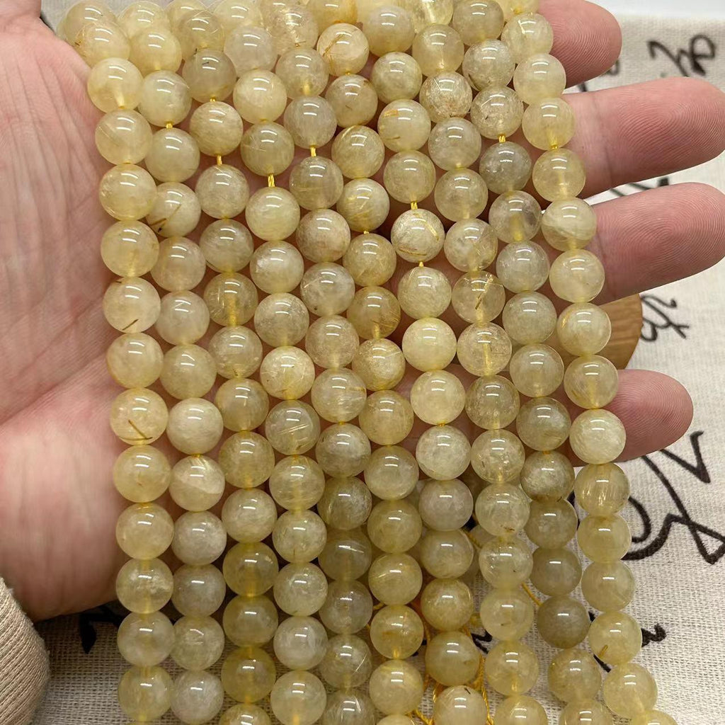 8/10mm Rutile Quartz beads Wholesale - Free Shipping Over 300USD - Price at $ 5.00 /pc