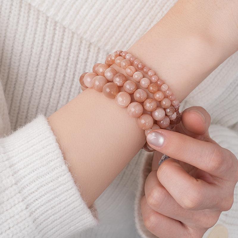 8/10mm Sunstone bracelet Wholesale - Free Shipping Over 300USD - Price at $ 4.20 /pc