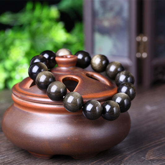 10mm gold obsidian bracelet