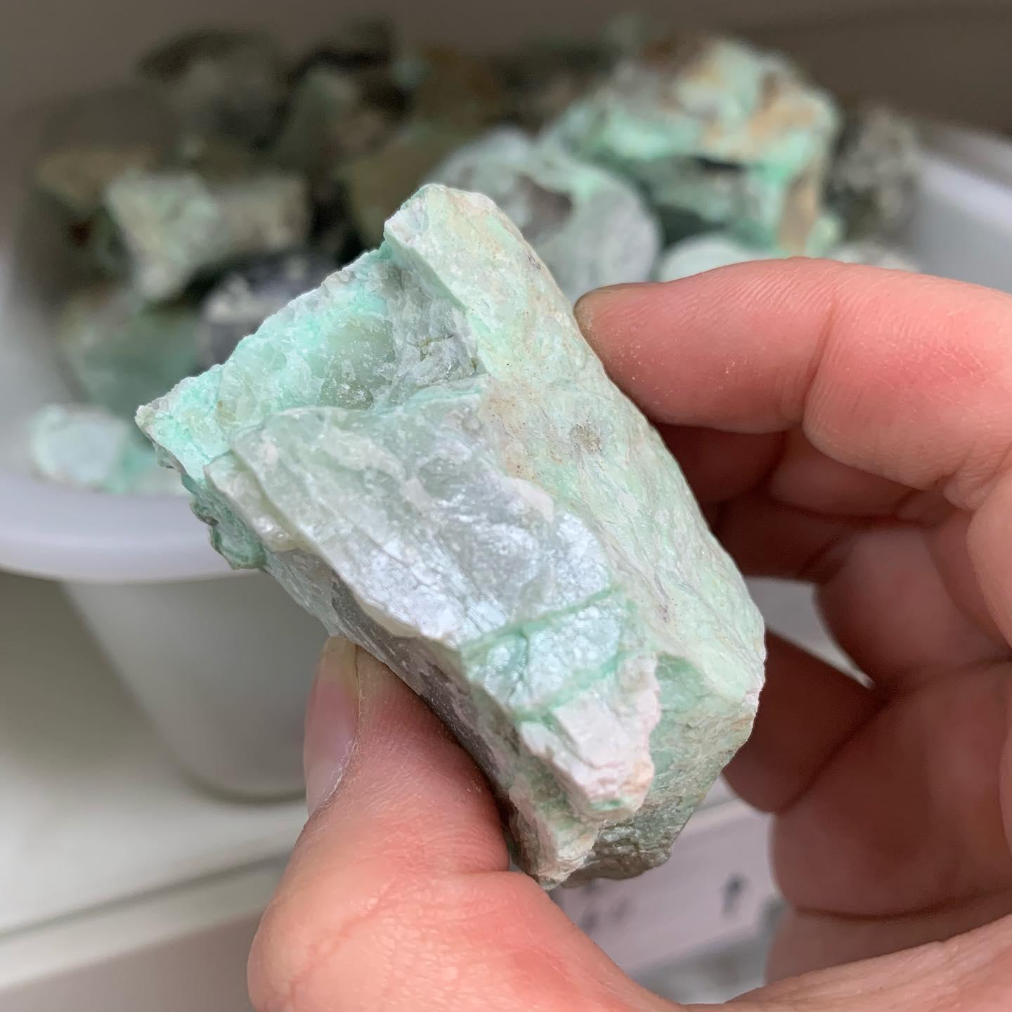 2-5cm raw green moonstone