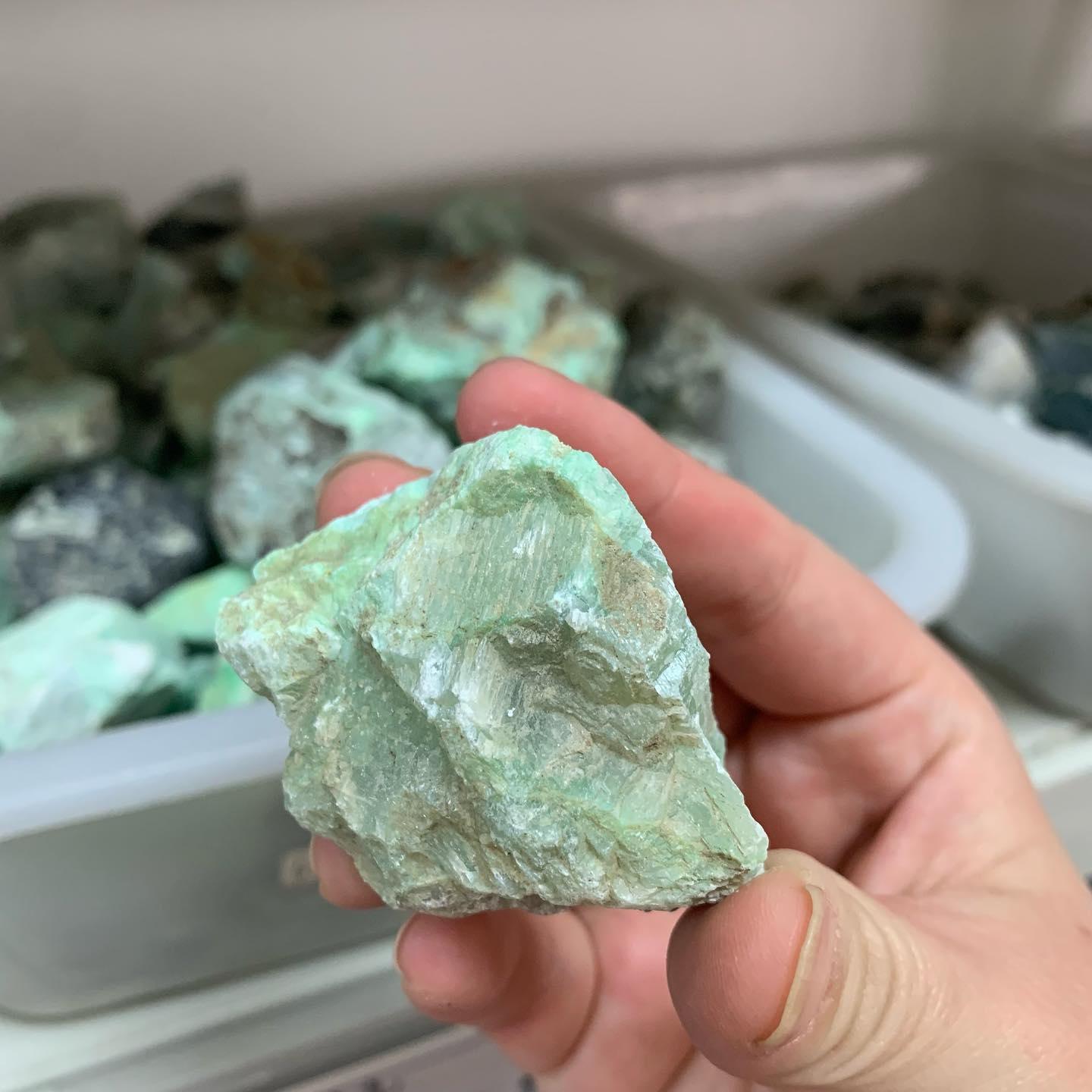 2-5cm raw green moonstone
