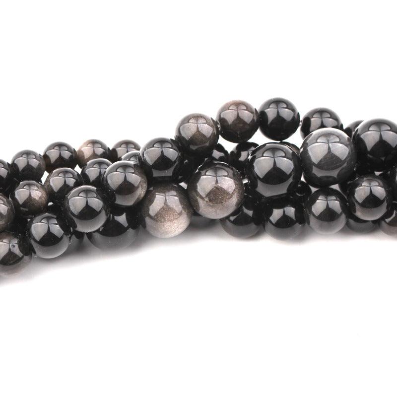 8/10/12mm Silver Obsidian Beads Wholesale - Free Shipping Over 300USD - Price at $ 8.00 /pc