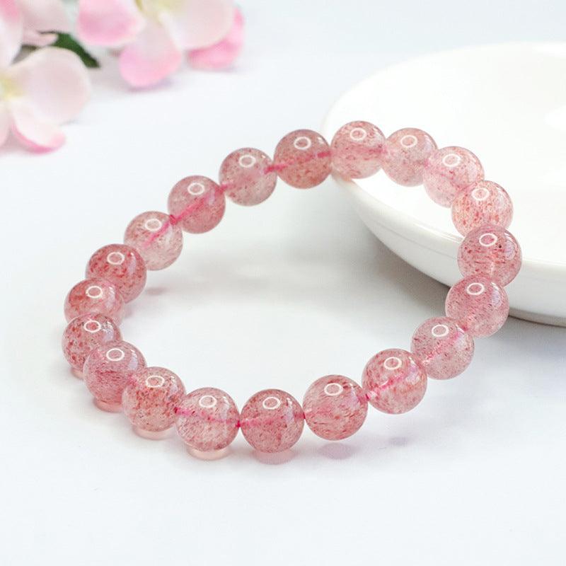 8/10mm Strawberry Quartz bracelet Wholesale - Free Shipping Over 300USD - Price at $ 2.50 /pc