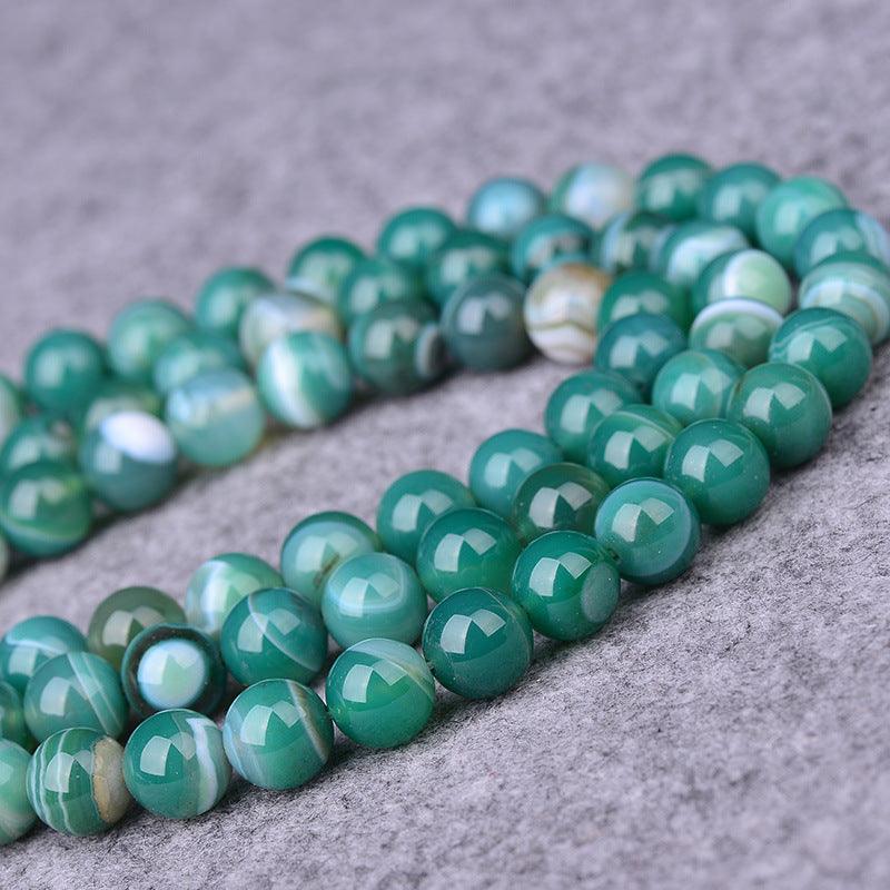 8/10/12mm Green Striped Agate Beads Wholesale - Free Shipping Over 300USD - Price at $ 6.00 /pc