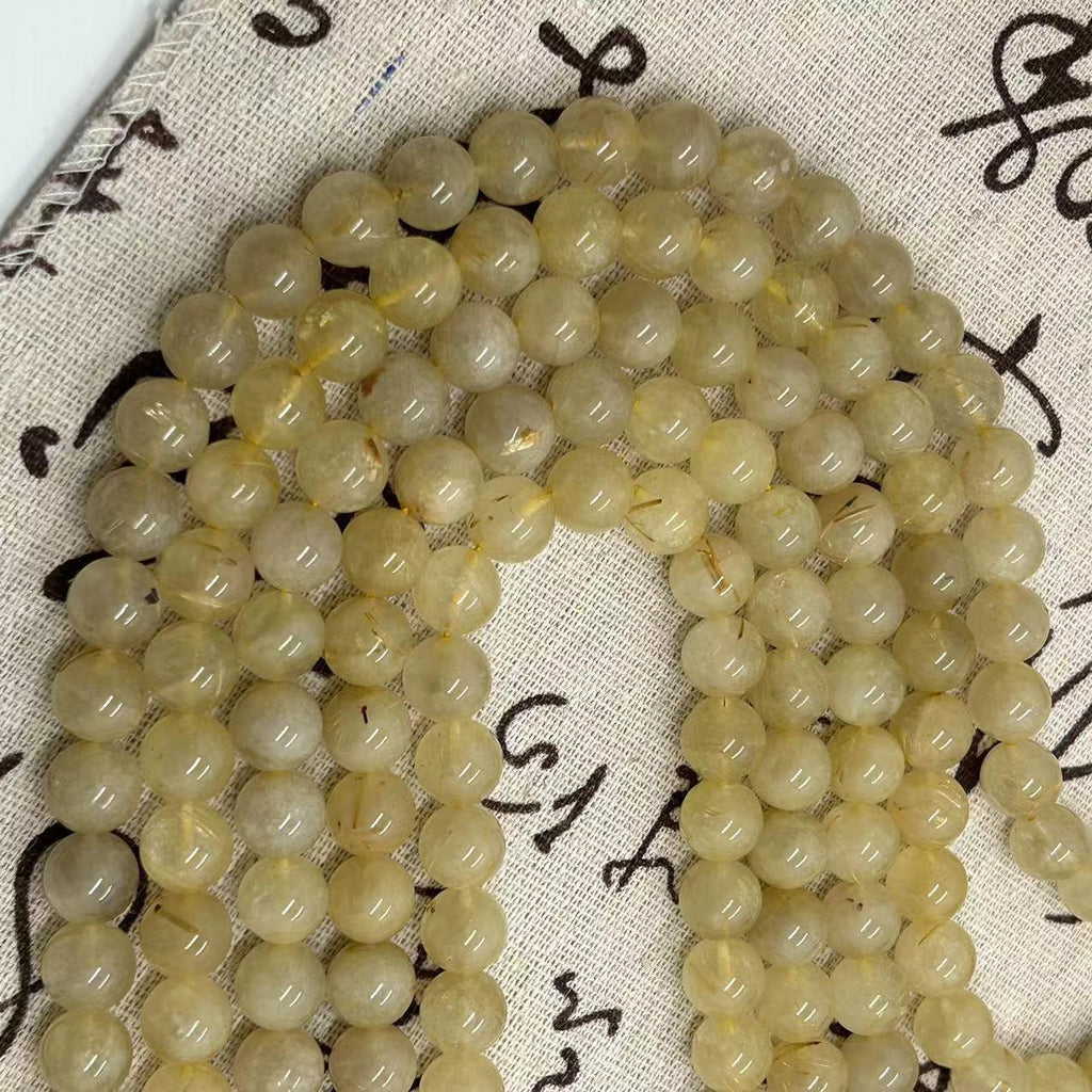 8/10mm Rutile Quartz beads Wholesale - Free Shipping Over 300USD - Price at $ 5.00 /pc