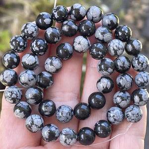 8mm snowflake obsidian beads
