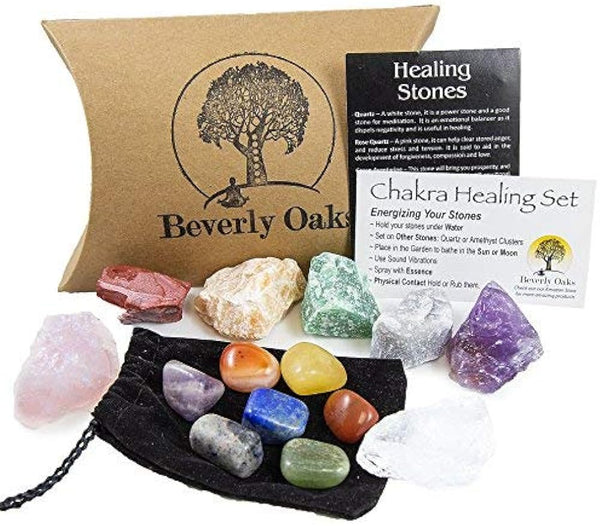 Natural Raw & Tumbled Stones Chakra Kit - Energy Infused Healing Crystals