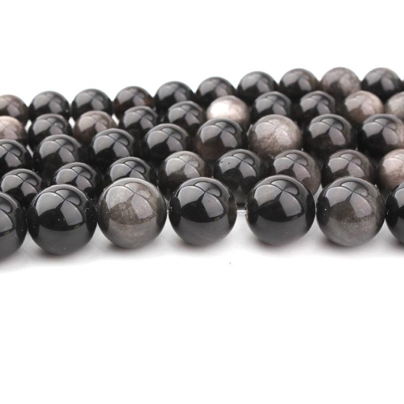 8/10/12mm Silver Obsidian Beads Wholesale - Free Shipping Over 300USD - Price at $ 8.00 /pc