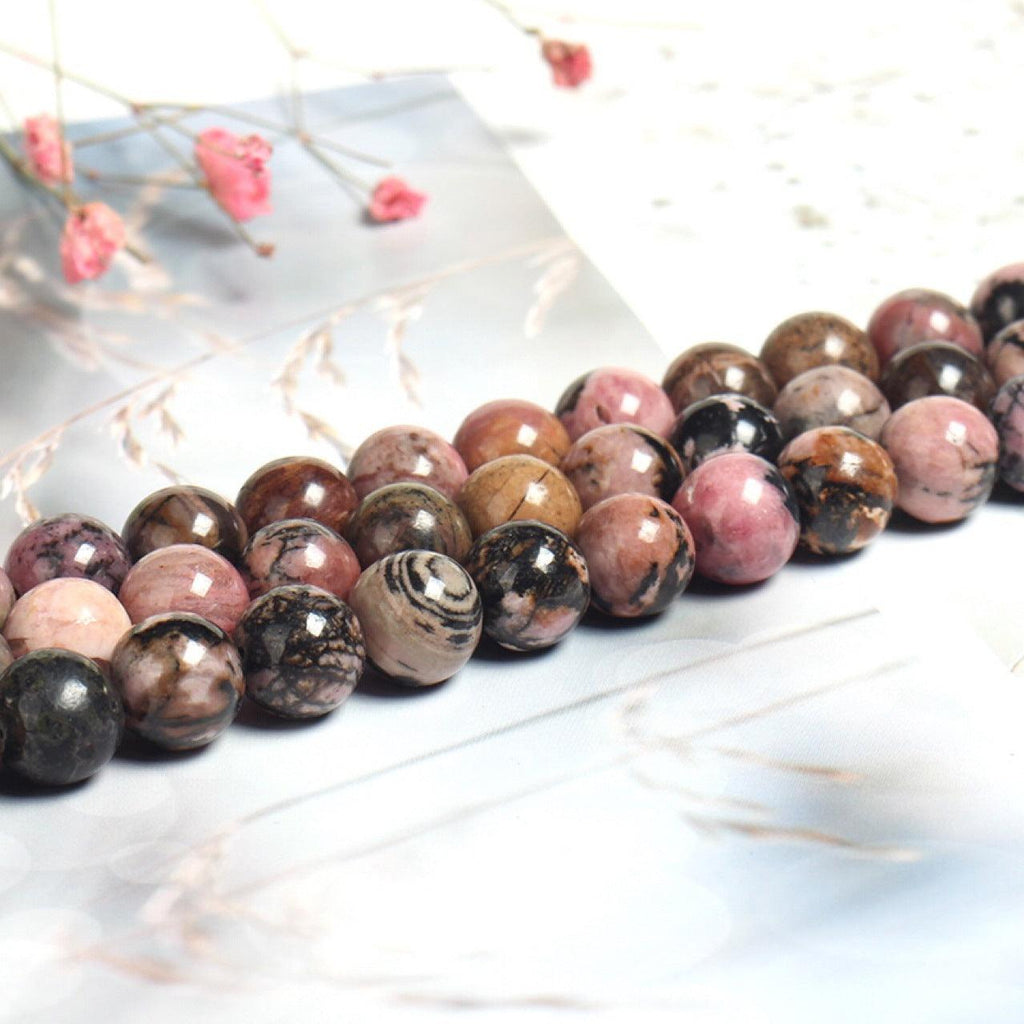 8/10mm Rhodonite beads Wholesale - Free Shipping Over 300USD - Price at $ 2.20 /pc