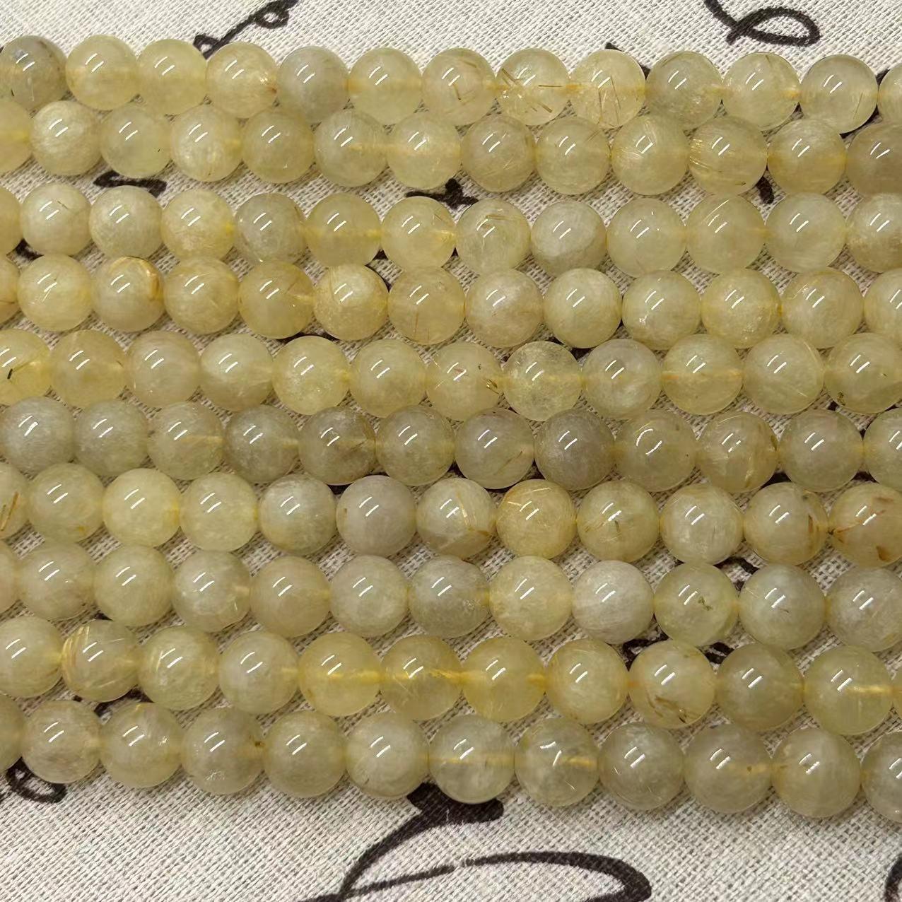 8/10mm Rutile Quartz beads Wholesale - Free Shipping Over 300USD - Price at $ 5.00 /pc