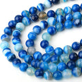 8/10/12mm Blue Striped Agate Beads Wholesale - Free Shipping Over 300USD - Price at $ 5.00 /pc