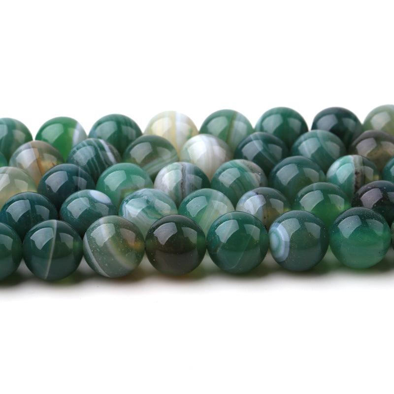 8/10/12mm Green Striped Agate Beads Wholesale - Free Shipping Over 300USD - Price at $ 6.00 /pc