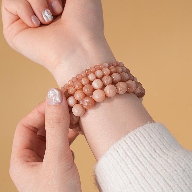 8/10mm Sunstone bracelet Wholesale - Free Shipping Over 300USD - Price at $ 4.20 /pc