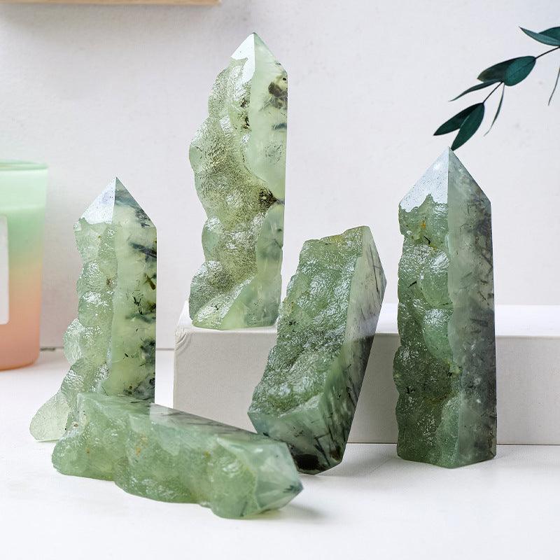 5-10cm Prehnite tower Wholesale - Free Shipping Over 300USD - Price at $ 57.00 /pc