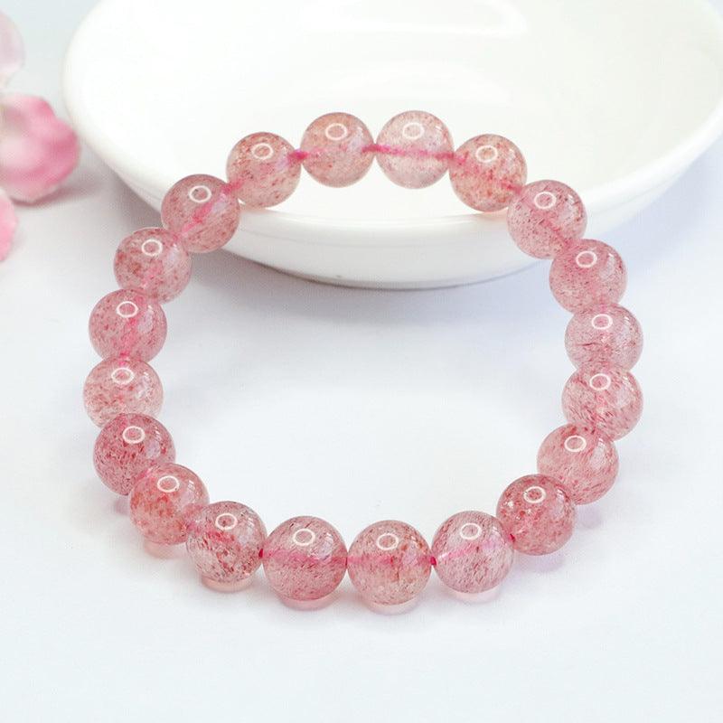 8/10mm Strawberry Quartz bracelet Wholesale - Free Shipping Over 300USD - Price at $ 2.50 /pc