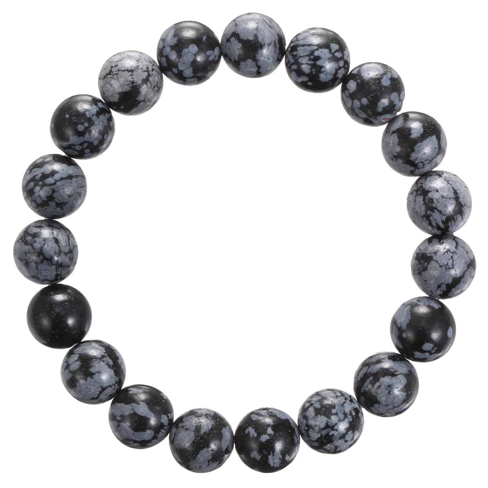 8mm snowflake obsidian bracelet