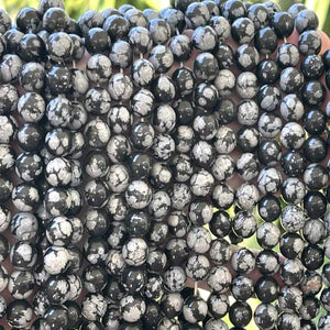 8mm snowflake obsidian beads