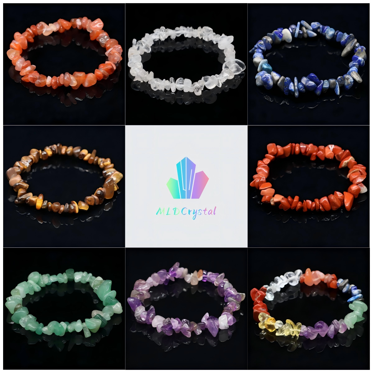 7 chakras crystal chips bracelet