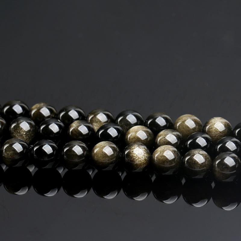 gold silver black red ice obsidian beads