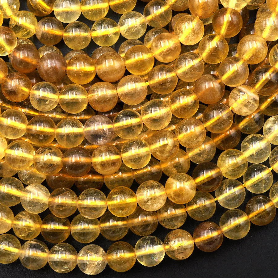 8mm yellow fluorite beads