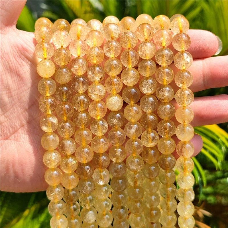 8mm golden rutilated quartz beads