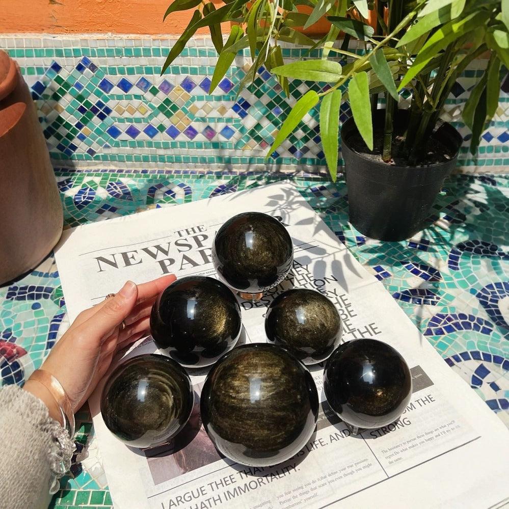 4-7cm gold obsidian sphere 1kg