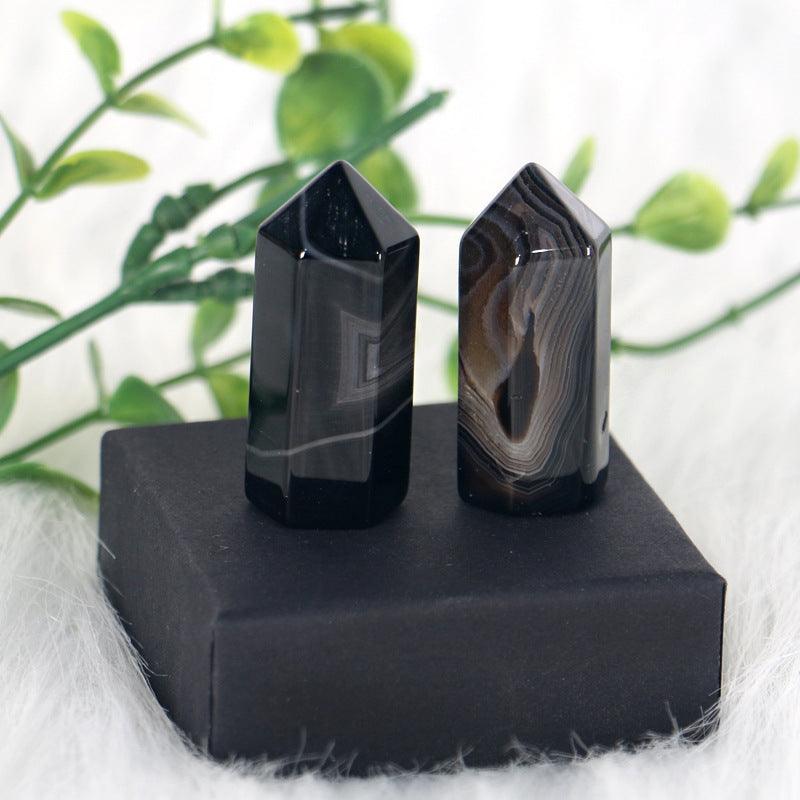 4-7cm black agate tower