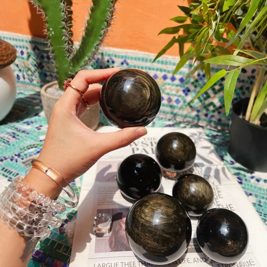 4-7cm gold obsidian sphere 1kg