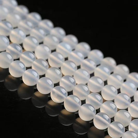 8mm white agate beads