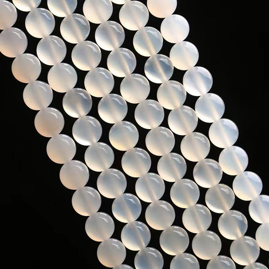 8mm white agate beads