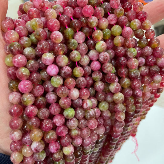 8mm watermelon tourmaline beads manmade