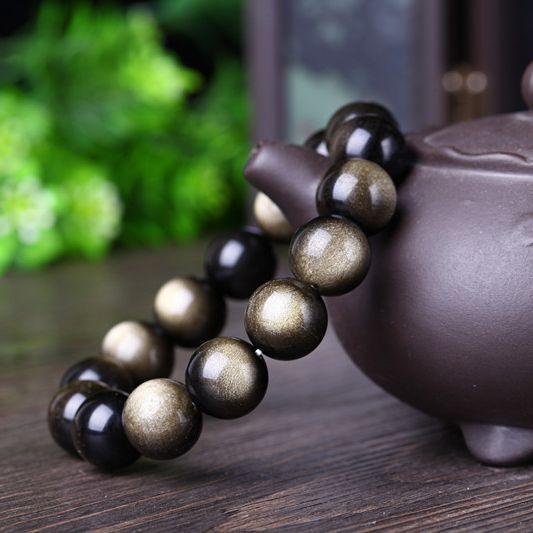 10mm gold obsidian bracelet