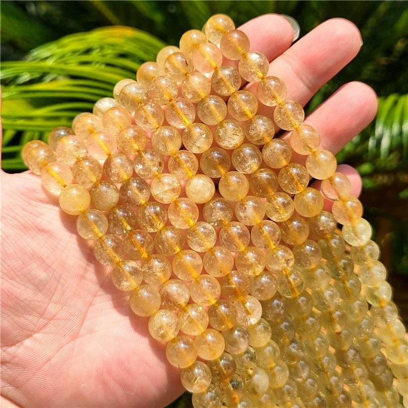 8mm golden rutilated quartz beads