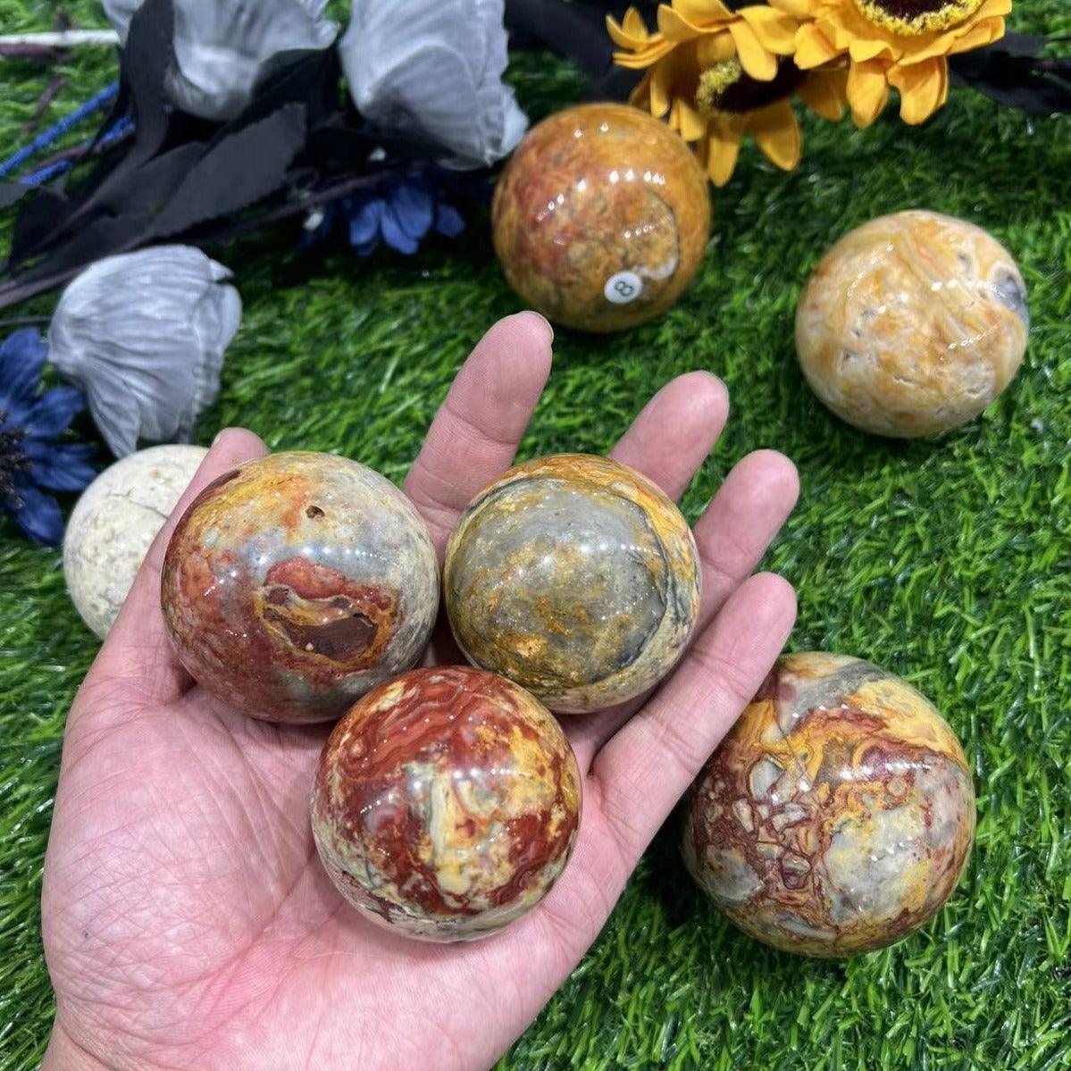 4-7cm Crazy Lace Agate sphere 1kg