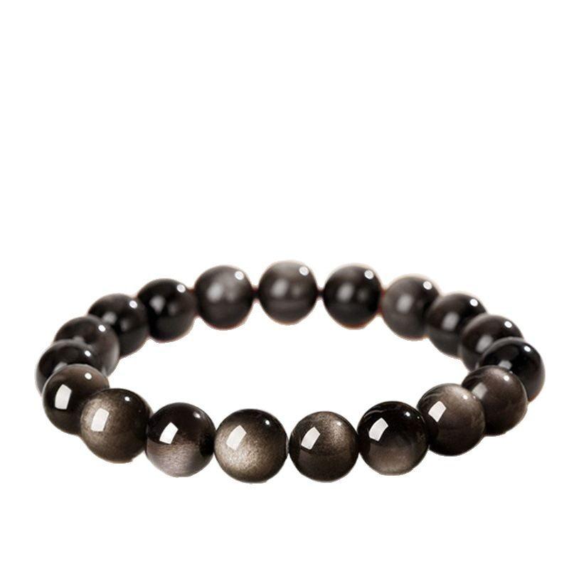 10mm silver obsidian bracelet