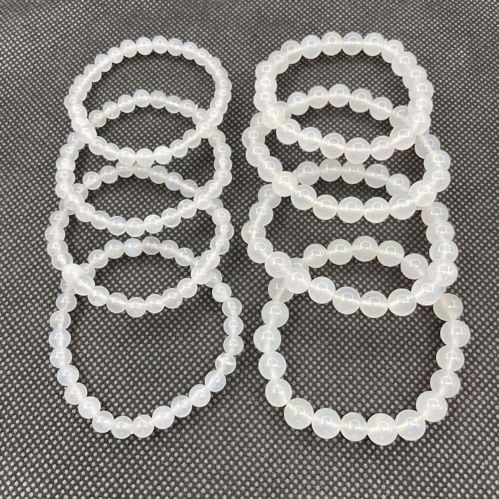 8mm white agate bracelet