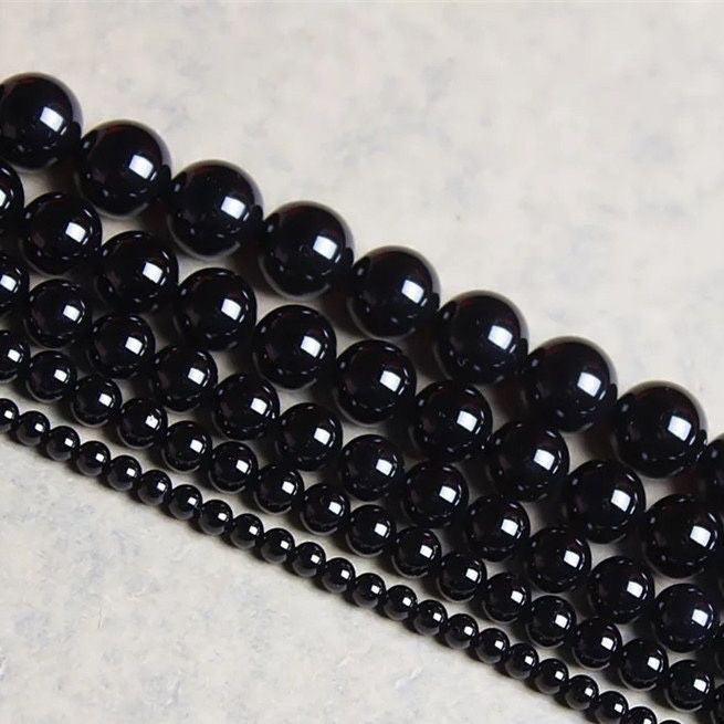 8/10mm black agate beads