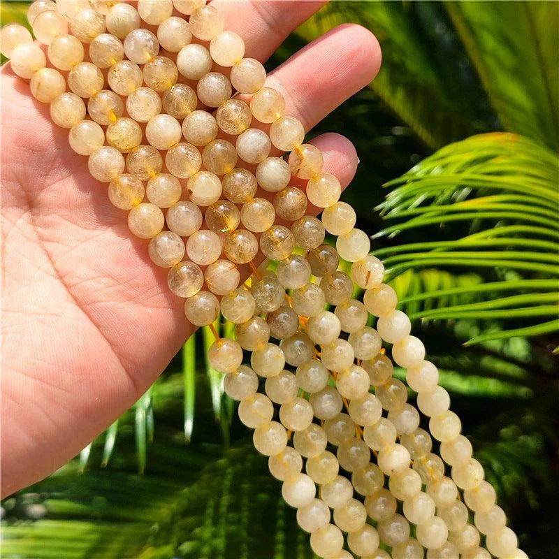 8mm golden rutilated quartz beads