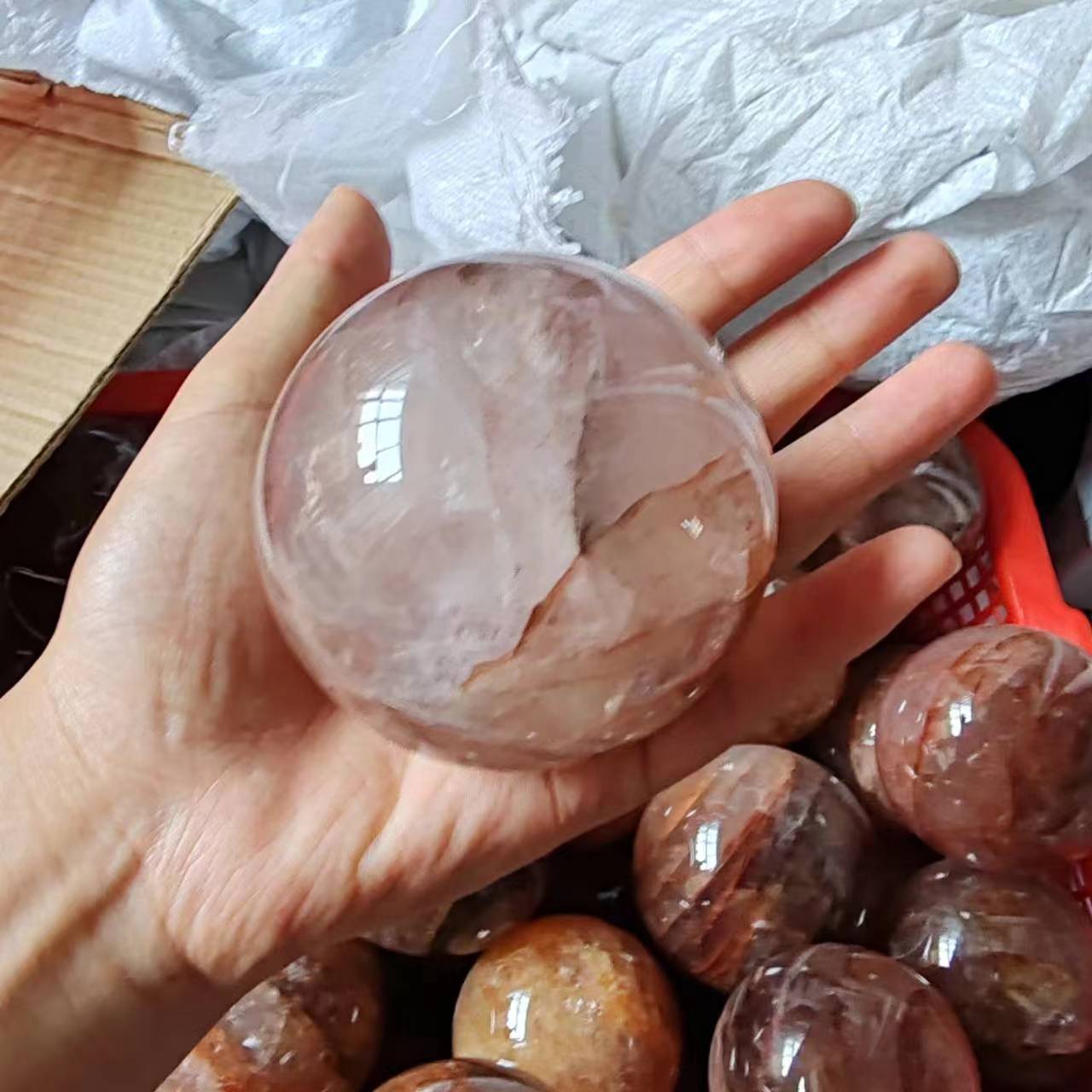4-7cm fire quartz sphere 1kg