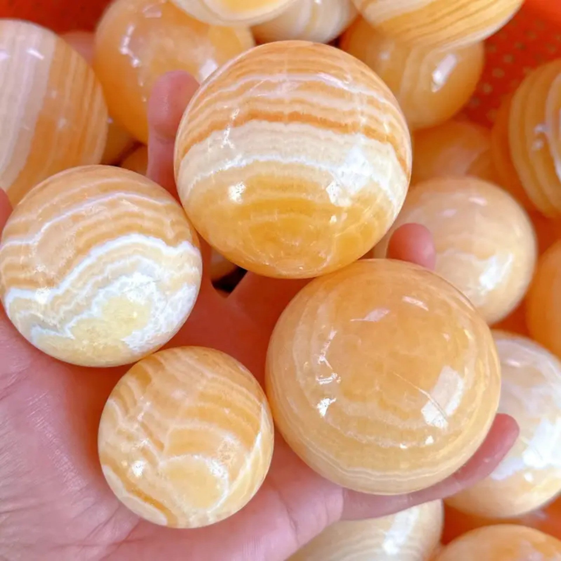 4-7cm honey calcite sphere 1kg