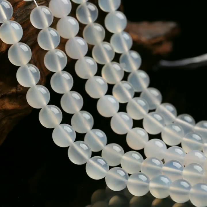 8mm white agate beads