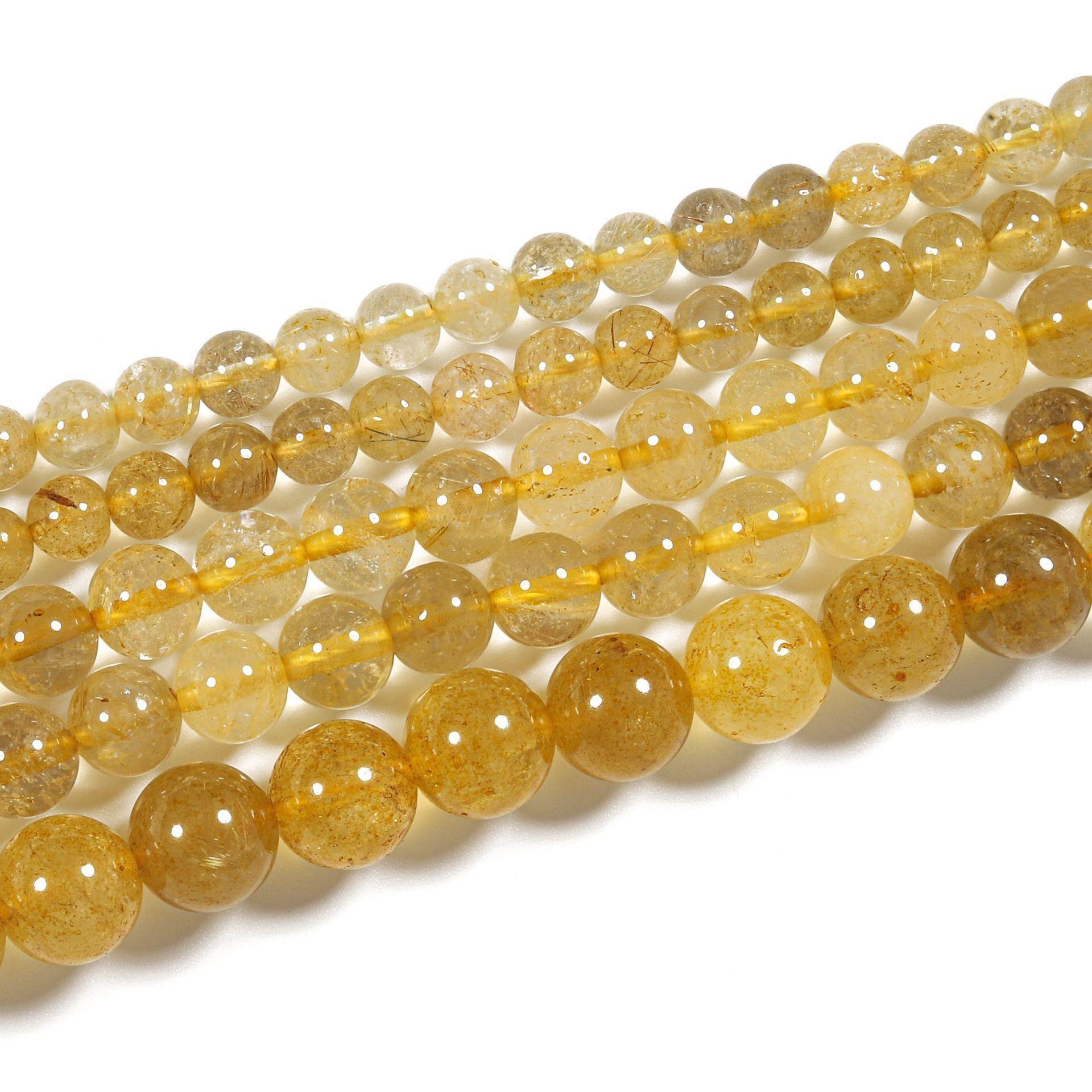 8mm golden rutilated quartz beads