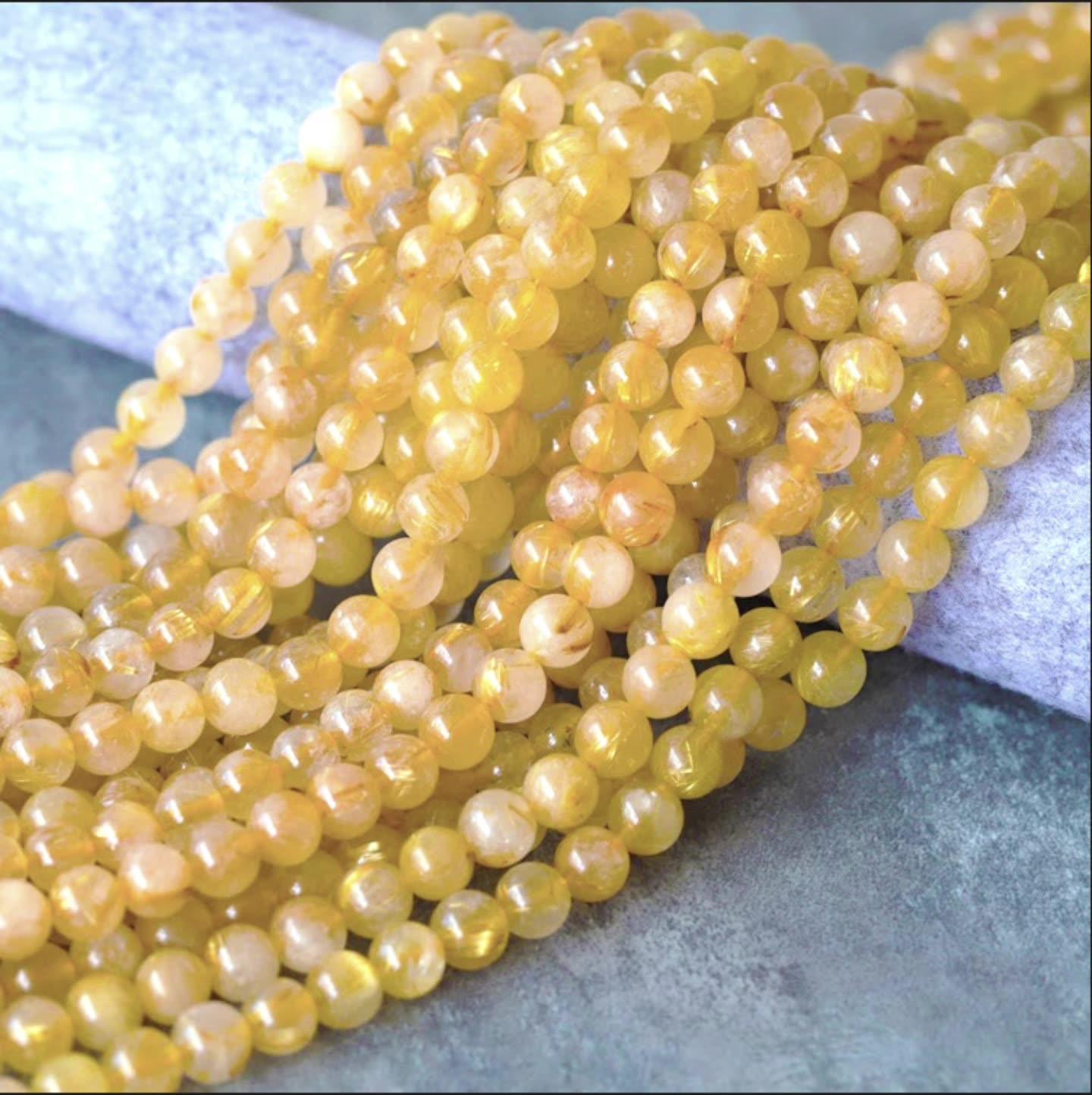 8mm golden rutilated quartz beads