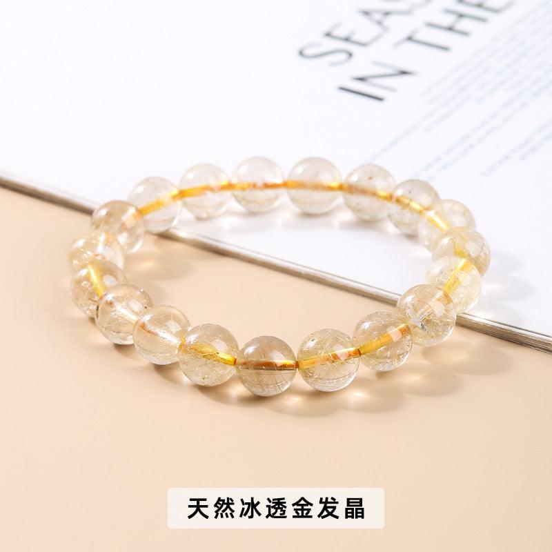 6/8/10MM Gold Rutilated quartz bracelet Wholesale - Free Shipping Over 300USD - Price at $ 4.00 /pc