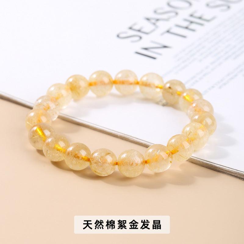 6/8/10MM Gold Rutilated quartz bracelet Wholesale - Free Shipping Over 300USD - Price at $ 3.50 /pc